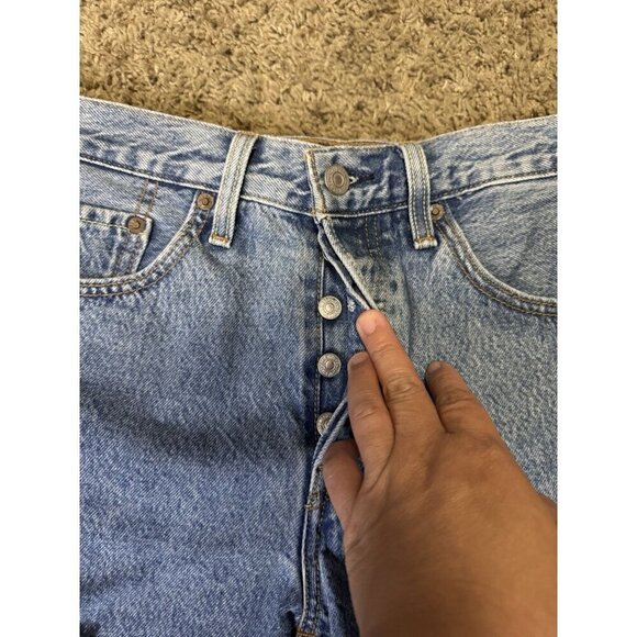 LEVIS Premium 501 Sport Tape Hi-Rise Cutoff Button Fly Denim Blue Jean Short W26 - Picture 6 of 9
